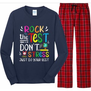 Funny Rock The Test Testing Day For Teacher Student Long Sleeve Pajama Set