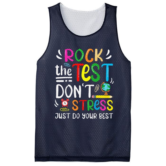 Funny Rock The Test Testing Day For Teacher Student Mesh Reversible Basketball Jersey Tank