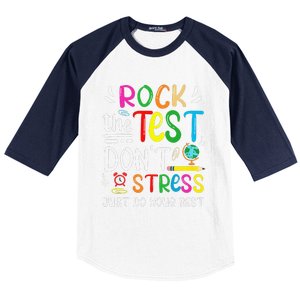 Funny Rock The Test Testing Day For Teacher Student Baseball Sleeve Shirt