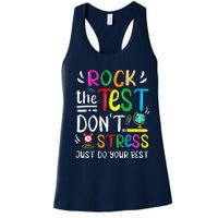 Funny Rock The Test Testing Day For Teacher Student Women's Racerback Tank