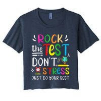 Funny Rock The Test Testing Day For Teacher Student Women's Crop Top Tee