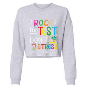 Funny Rock The Test Testing Day For Teacher Student Cropped Pullover Crew