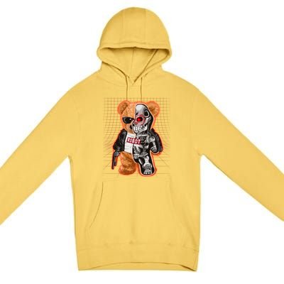 Funny Robot Terminator Teddy Bear Premium Pullover Hoodie