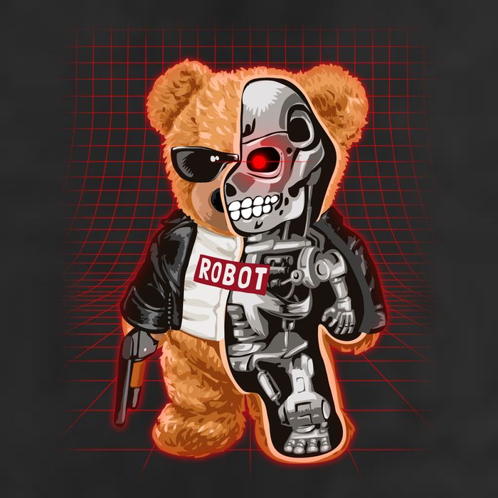 Funny Robot Terminator Teddy Bear Cool Comfort Performance Bucket Hat