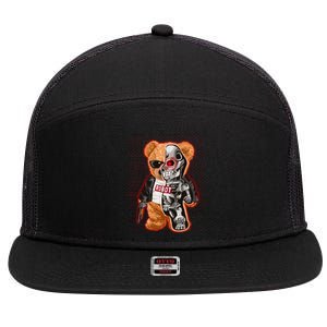 Funny Robot Terminator Teddy Bear 7 Panel Mesh Trucker Snapback Hat