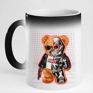 Funny Robot Terminator Teddy Bear 11oz Black Color Changing Mug