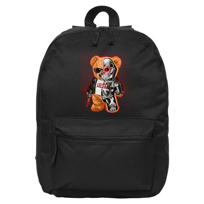 Funny Robot Terminator Teddy Bear 16 in Basic Backpack