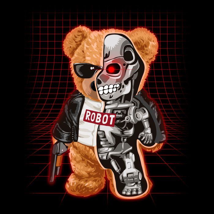 Funny Robot Terminator Teddy Bear 16 in Basic Backpack