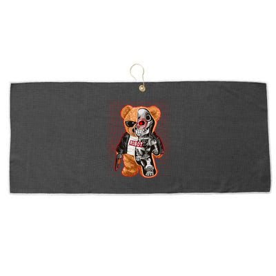 Funny Robot Terminator Teddy Bear Large Microfiber Waffle Golf Towel