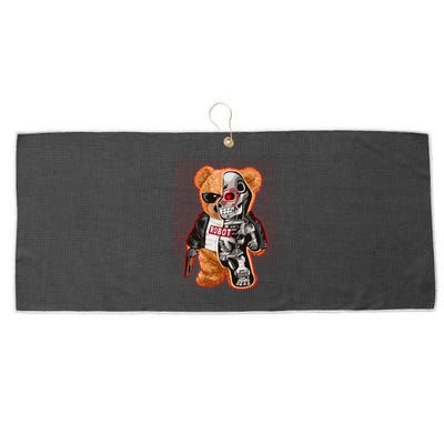 Funny Robot Terminator Teddy Bear Large Microfiber Waffle Golf Towel