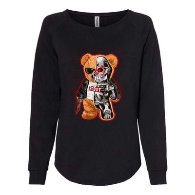 Funny Robot Terminator Teddy Bear Womens California Wash Sweatshirt