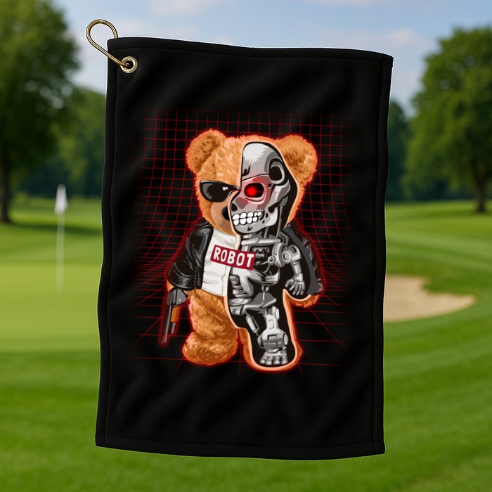 Funny Robot Terminator Teddy Bear Golf Towel
