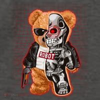 Funny Robot Terminator Teddy Bear Vector Backpack