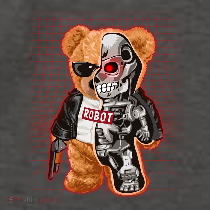 Funny Robot Terminator Teddy Bear Vector Backpack