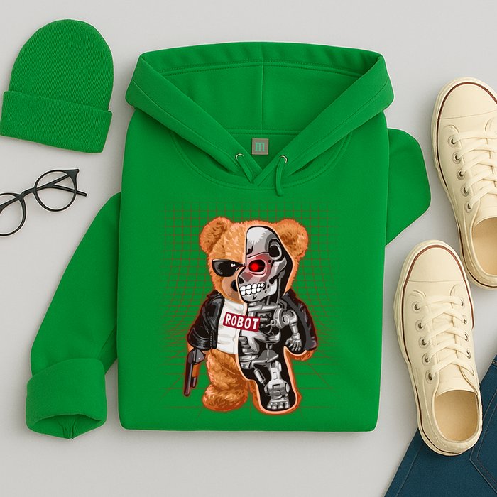 Funny Robot Terminator Teddy Bear Hoodie