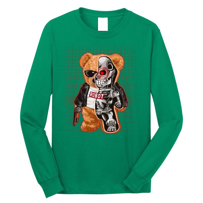 Funny Robot Terminator Teddy Bear Long Sleeve Shirt