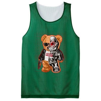 Funny Robot Terminator Teddy Bear Mesh Reversible Basketball Jersey Tank