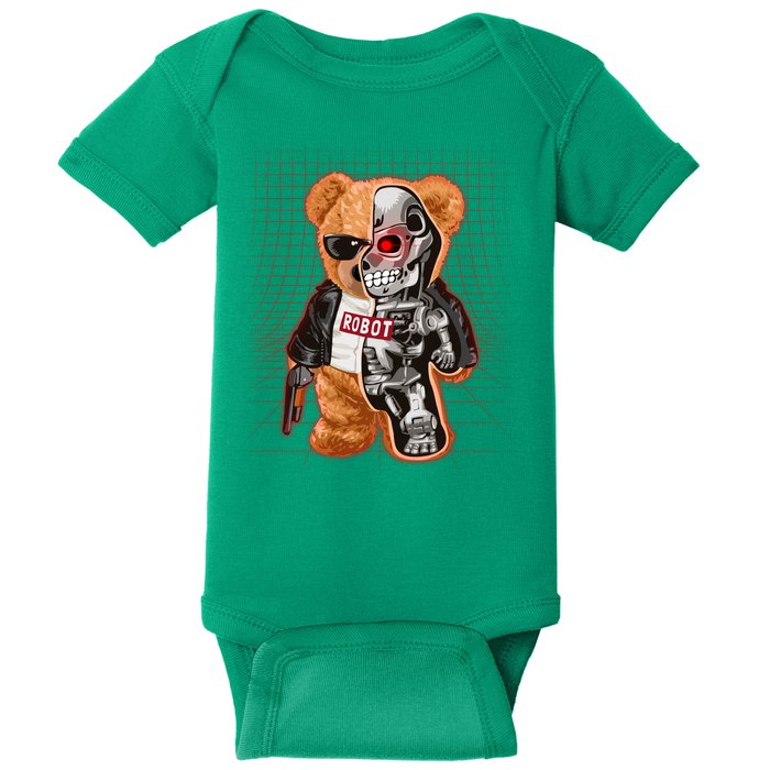 Funny Robot Terminator Teddy Bear Baby Bodysuit