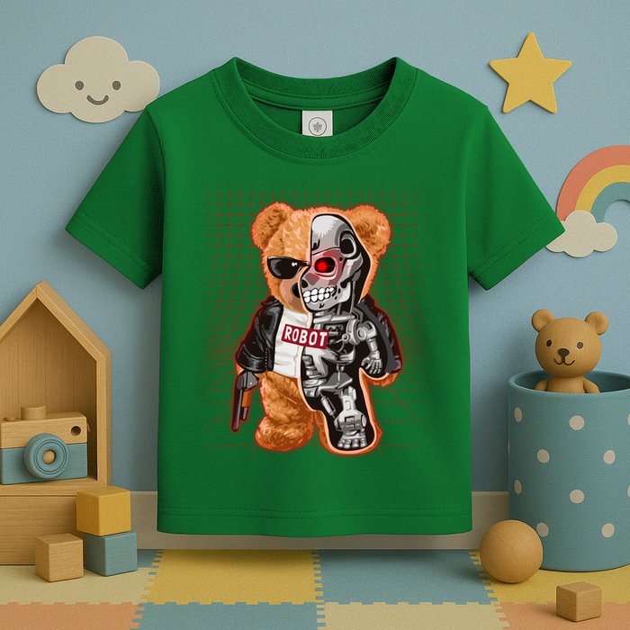 Funny Robot Terminator Teddy Bear Toddler T-Shirt