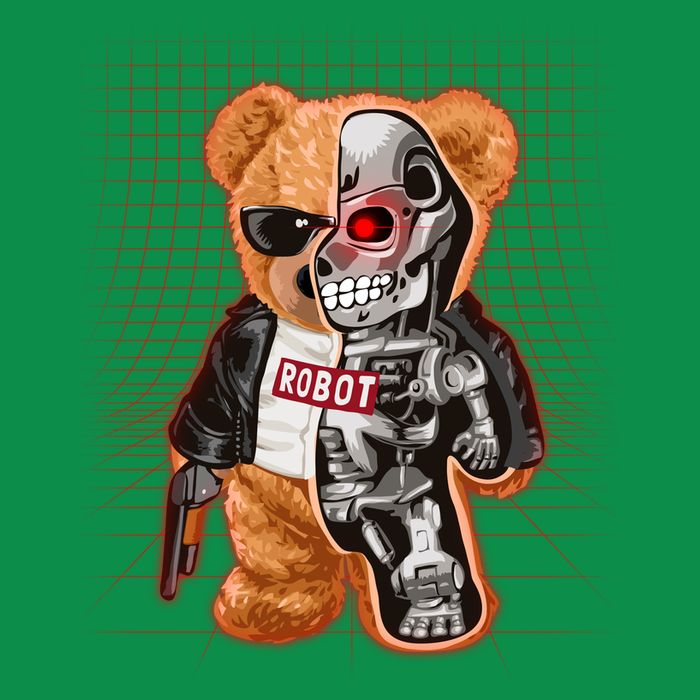 Funny Robot Terminator Teddy Bear Toddler T-Shirt