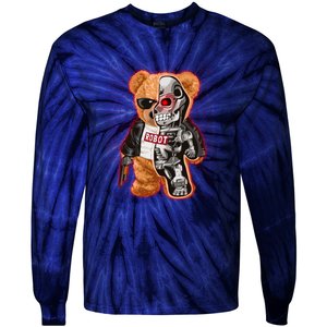 Funny Robot Terminator Teddy Bear Tie-Dye Long Sleeve Shirt