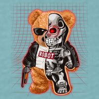 Funny Robot Terminator Teddy Bear Sueded Cloud Jersey T-Shirt