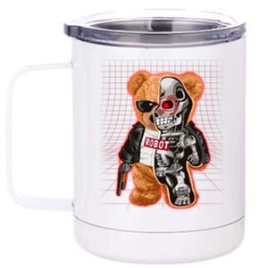 Funny Robot Terminator Teddy Bear 12 oz Stainless Steel Tumbler Cup