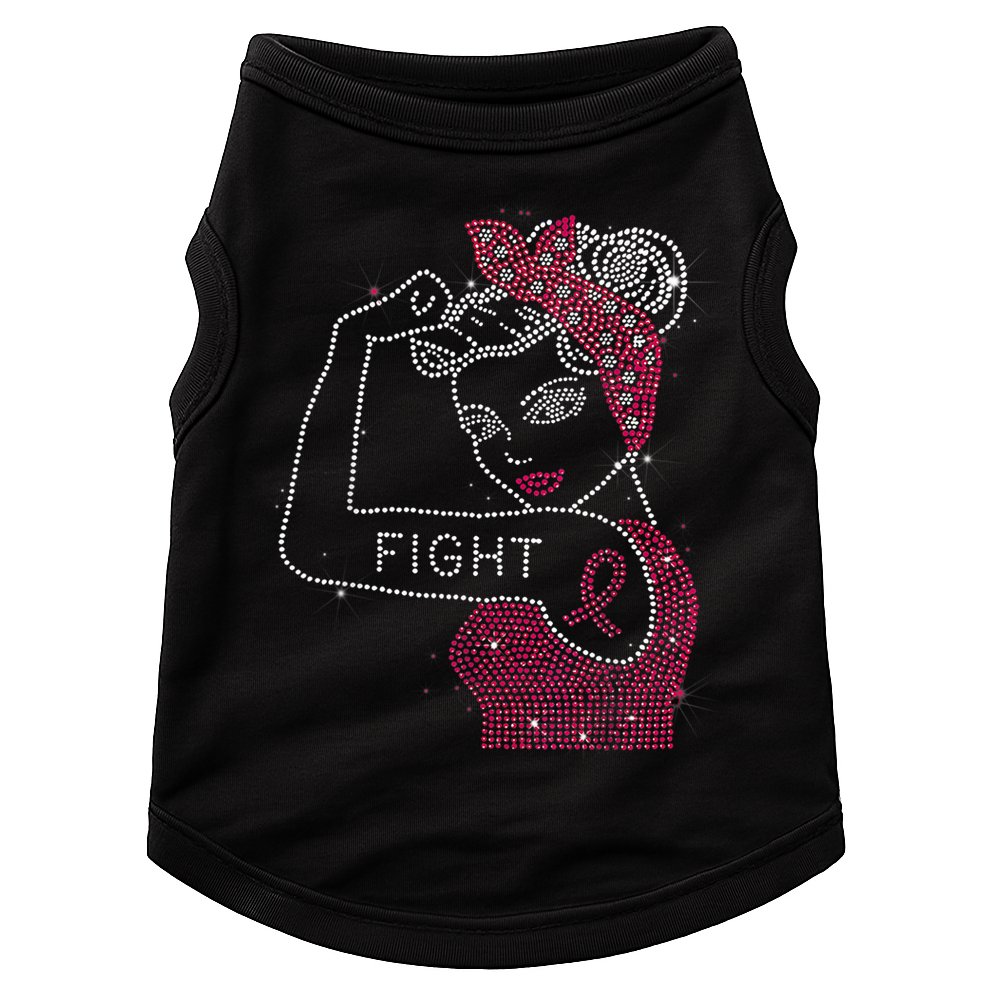 Fight Rosie The Riveter Rhinestone Breast Cancer Awareness Doggie Tank