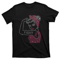 Fight Rosie The Riveter Rhinestone Breast Cancer Awareness T-Shirt