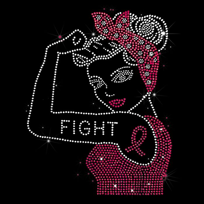 Fight Rosie The Riveter Rhinestone Breast Cancer Awareness Backpack