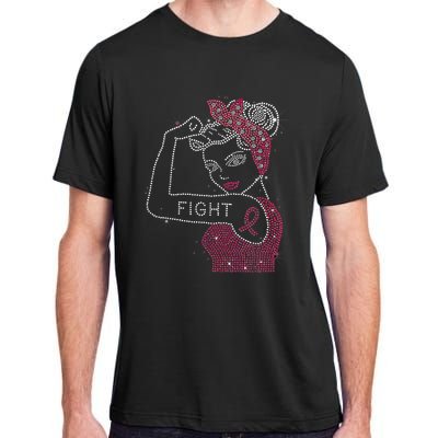 Fight Rosie The Riveter Rhinestone Breast Cancer Awareness Adult ChromaSoft Performance T-Shirt