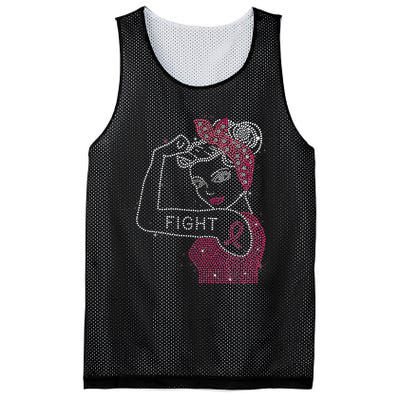 Fight Rosie The Riveter Rhinestone Breast Cancer Awareness Mesh Reversible Basketball Jersey Tank