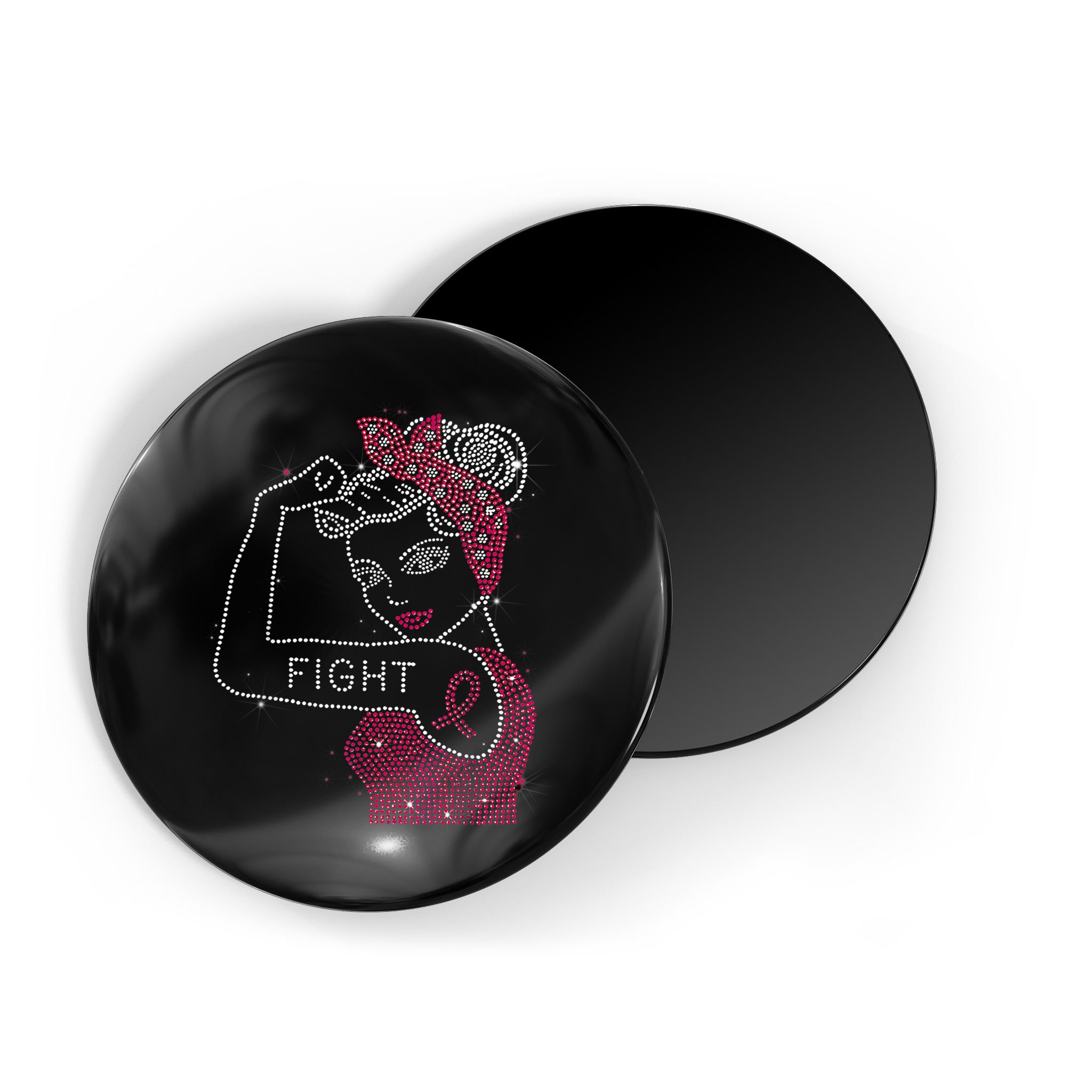 Fight Rosie The Riveter Rhinestone Breast Cancer Awareness Magnet