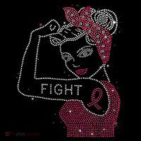 Fight Rosie The Riveter Rhinestone Breast Cancer Awareness Baby Bodysuit