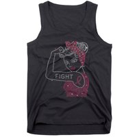 Fight Rosie The Riveter Rhinestone Breast Cancer Awareness Tank Top