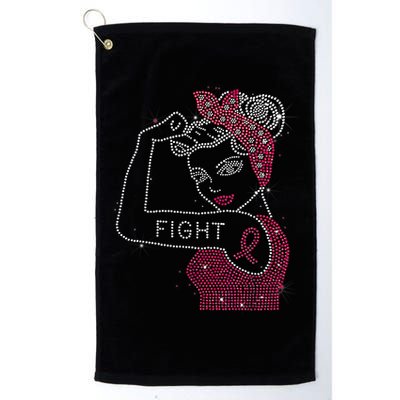 Fight Rosie The Riveter Rhinestone Breast Cancer Awareness Golf Towel