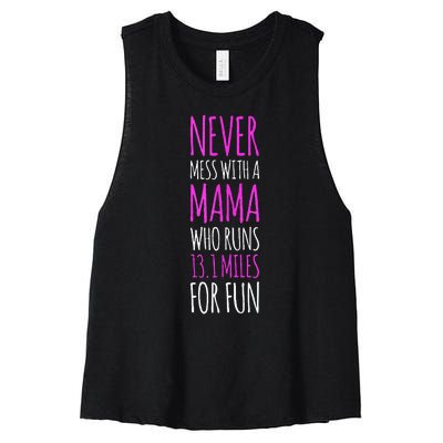 Funny Running Tanks. 13.1 Half Marathon Runner Mom Gift Women's Racerback Cropped Tank