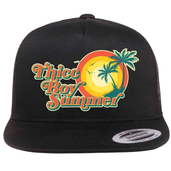 Funny Retro Thicc Boy Summer Flat Bill Trucker Hat