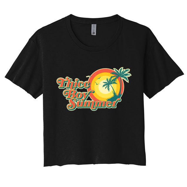 Funny Retro Thicc Boy Summer Crop Top