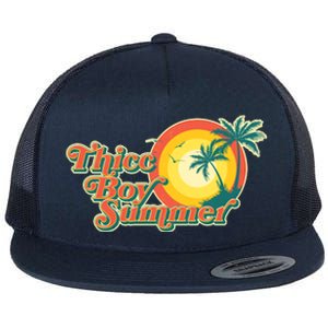 Funny Retro Thicc Boy Summer Flat Bill Trucker Hat