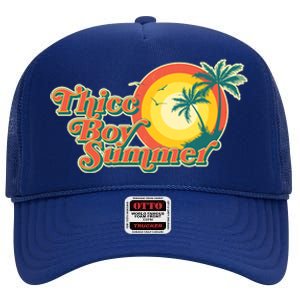 Funny Retro Thicc Boy Summer High Crown Mesh Back Trucker Hat