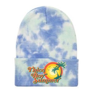 Funny Retro Thicc Boy Summer Tie Dye 12in Knit Beanie