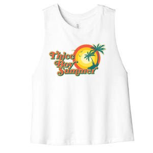 Funny Retro Thicc Boy Summer Women's Racerback Cropped Tank