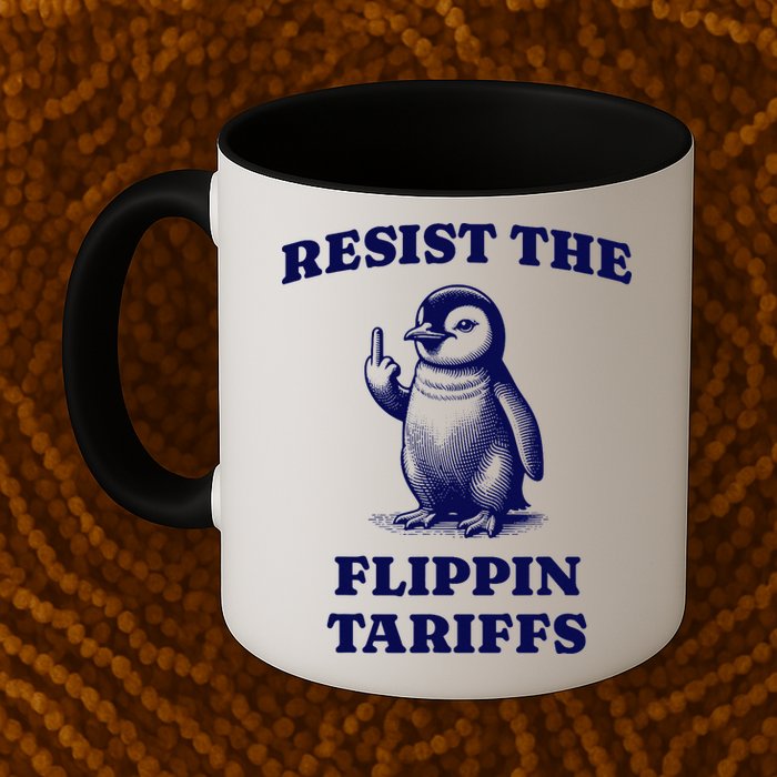Funny Resist The Flippin Tariffs Heard Island Penguin Mug