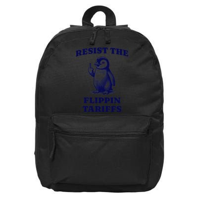 Funny Resist The Flippin Tariffs Heard Island Penguin 16 in Basic Backpack