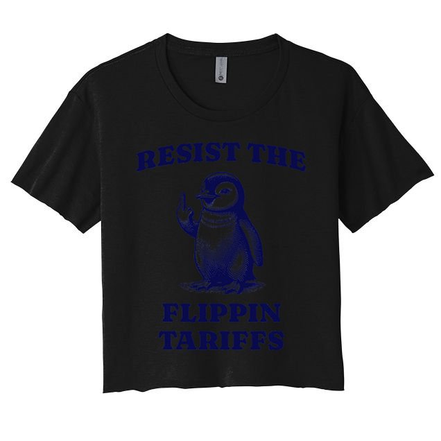 Funny Resist The Flippin Tariffs Heard Island Penguin Crop Top