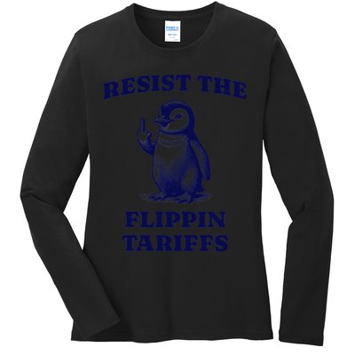 Funny Resist The Flippin Tariffs Heard Island Penguin Ladies Long Sleeve Shirt