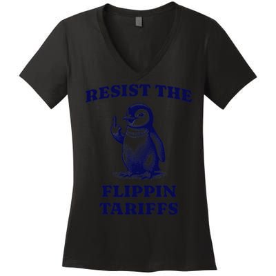 Funny Resist The Flippin Tariffs Heard Island Penguin Women's V-Neck T-Shirt