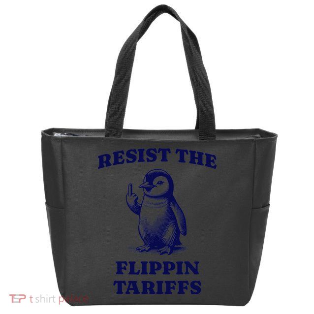 Funny Resist The Flippin Tariffs Heard Island Penguin Zip Tote Bag