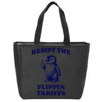 Funny Resist The Flippin Tariffs Heard Island Penguin Zip Tote Bag